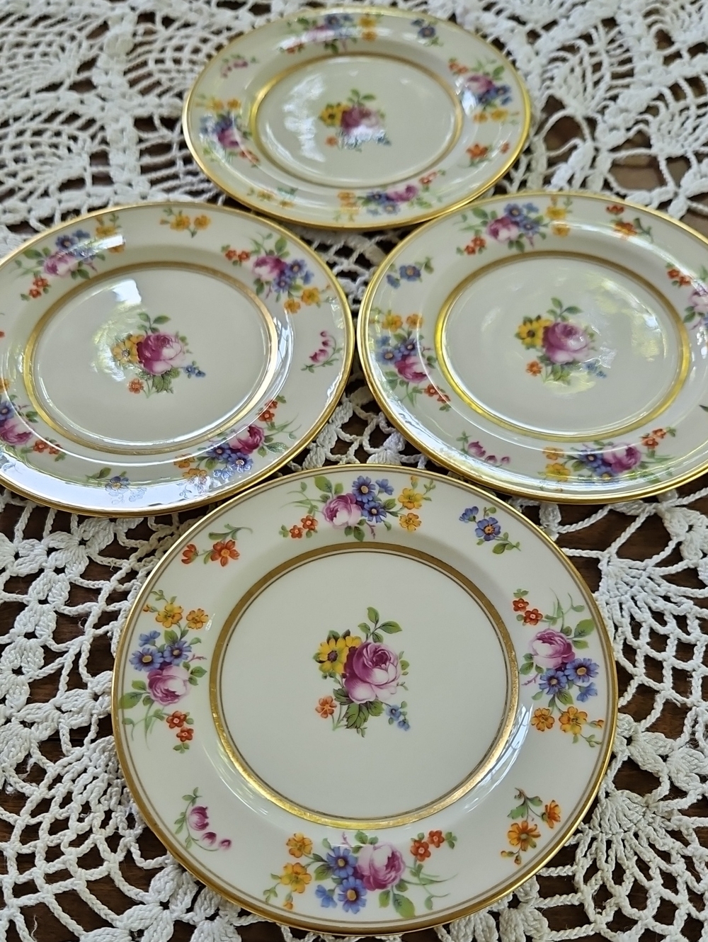VTG Coxon Belleek “Floral Bouquet” Bread & Butter Plates, Set of 4